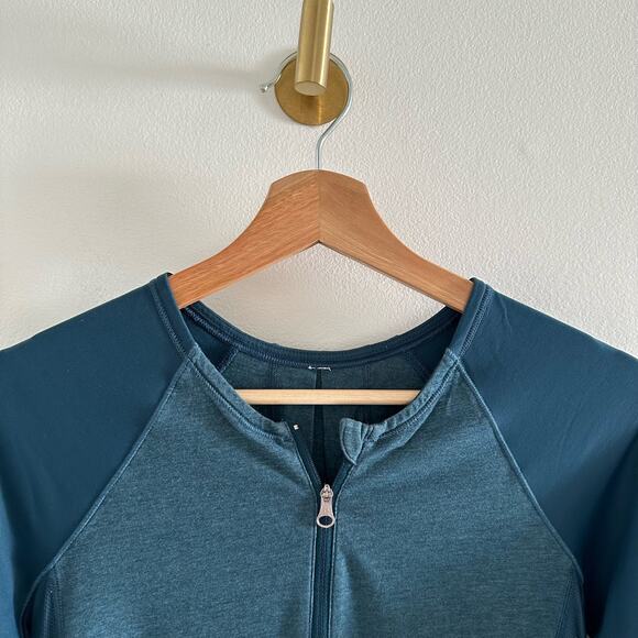 Lululemon Spin City Long Sleeve 1/4 Zip Top in Teal - Picture 6 of 7